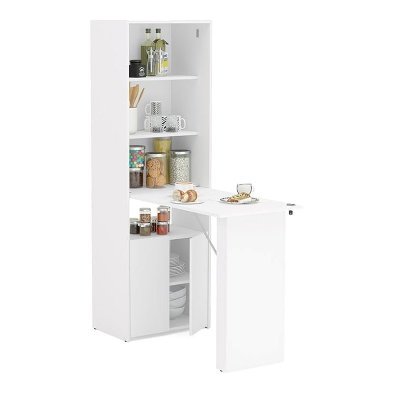 Boahaus Gunsan Multipurpose Modern Wood Storage Cabinet with Desk in White