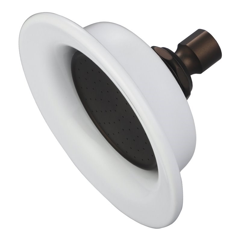 Water Creation Traditional Solid Brass Shower Head in White/Oil-rubbed Bronze