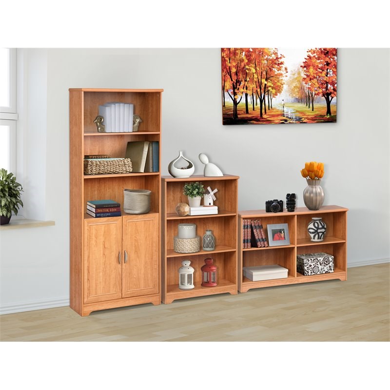 Saint Birch 3 Open Shelf Transitional Wood Bookcase in Honey Brown