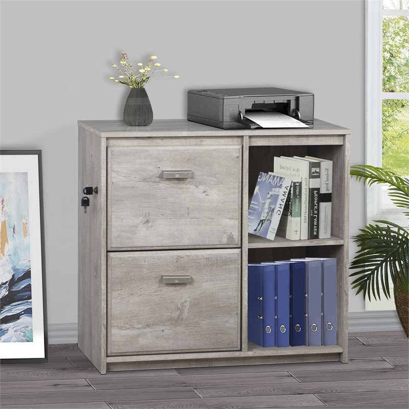 Saint Birch Elma 2-Drawer Modern Wood File Cabinet in Washed Gray