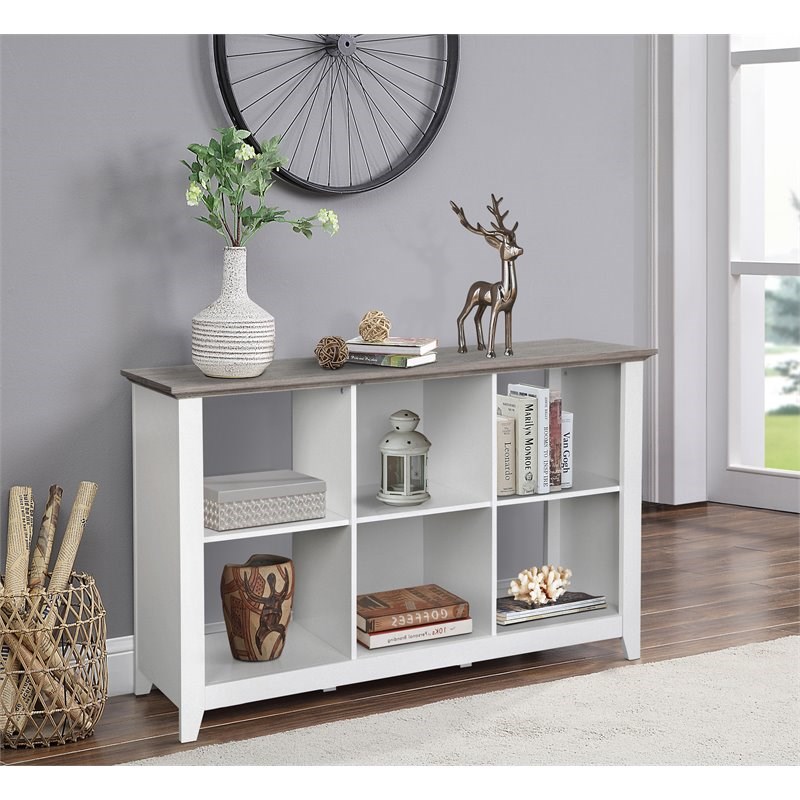 Saint Birch Finley 6-Shelf Modern Wood Storage Bookcase in White/Driftwood
