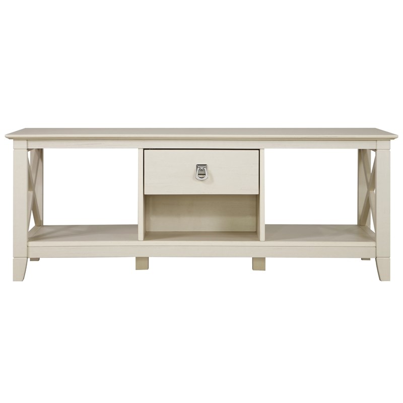Saint Birch Honduras Wood Coffee Table With 2 Drawers in Antique White