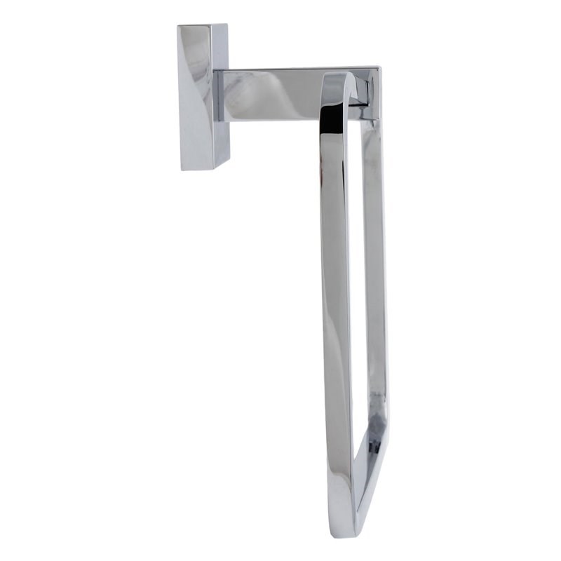 Tella Square Series Contemporary Brass Towel Ring in Polished Chrome