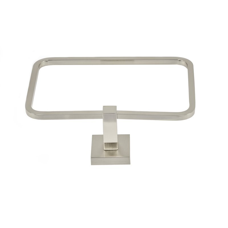 Tella Square Series Contemporary Brass Towel Ring in Brushed Nickel