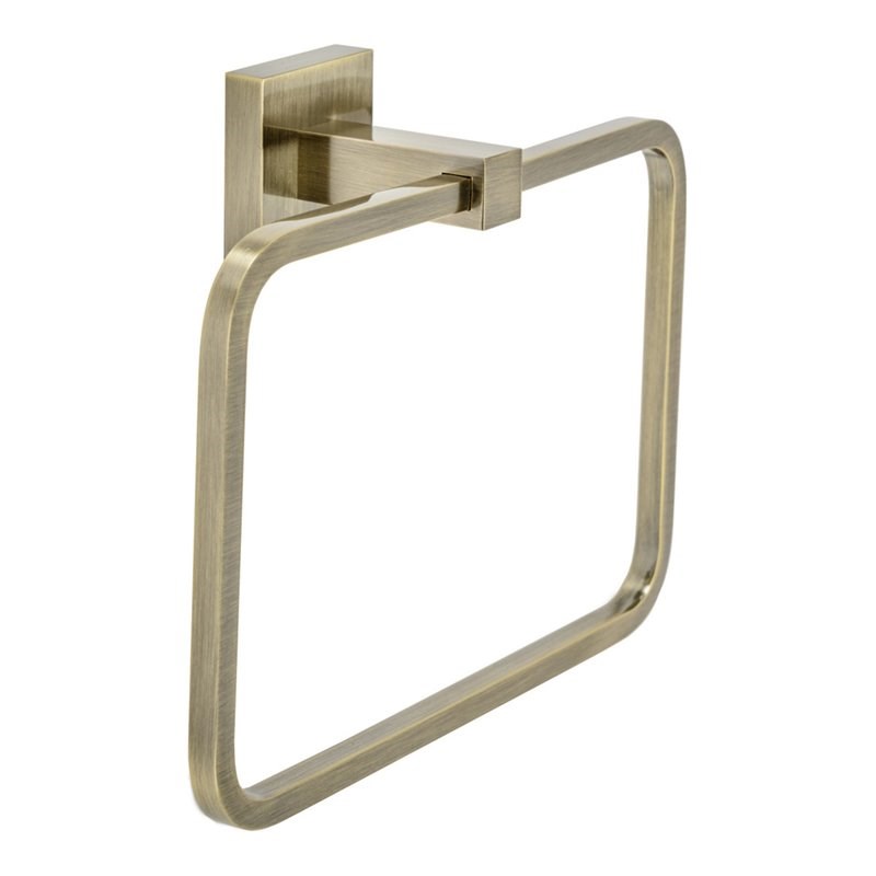 Tella Square Series Contemporary Brass Towel Ring in Brushed Gold