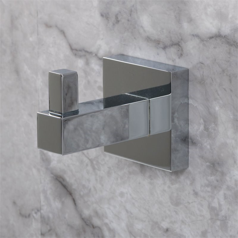 Tella Square Series Contemporary Brass Robe Hook in Polished Chrome