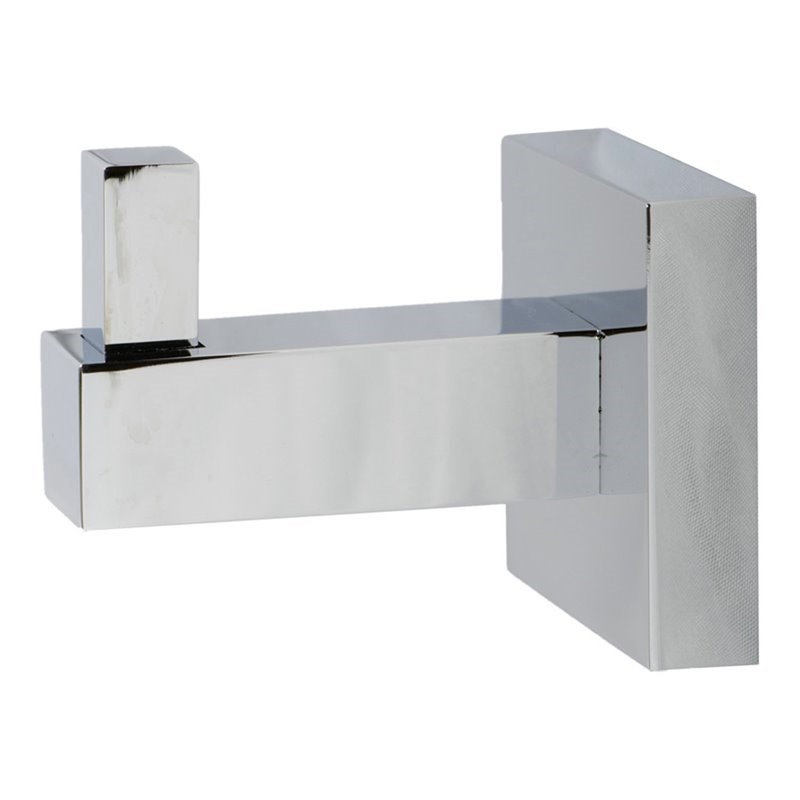 Tella Square Series Contemporary Brass Robe Hook in Polished Chrome