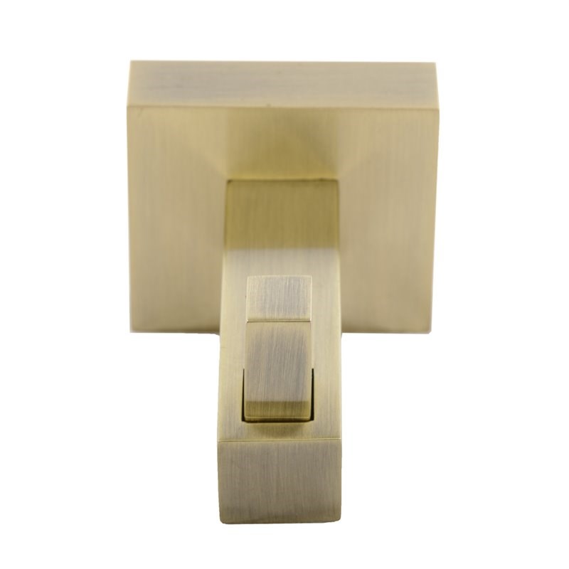 Tella Square Series 2-Piece Contemporary Brass Robe Hook Set in Brushed Gold