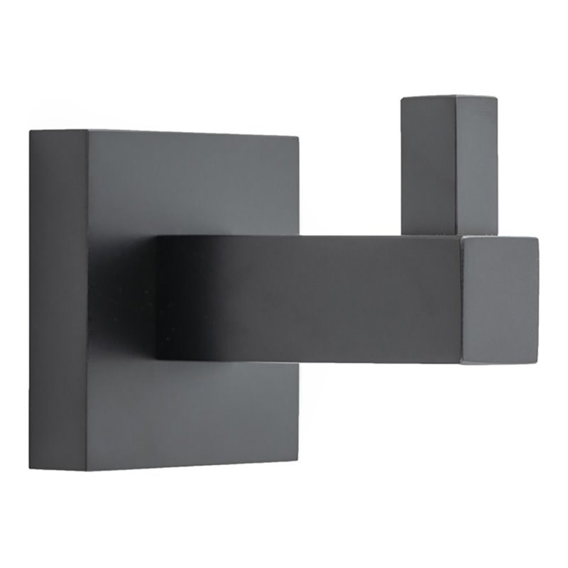 Tella Square Series Rust and Stain Resistant Brass Robe Hook in Matte Black
