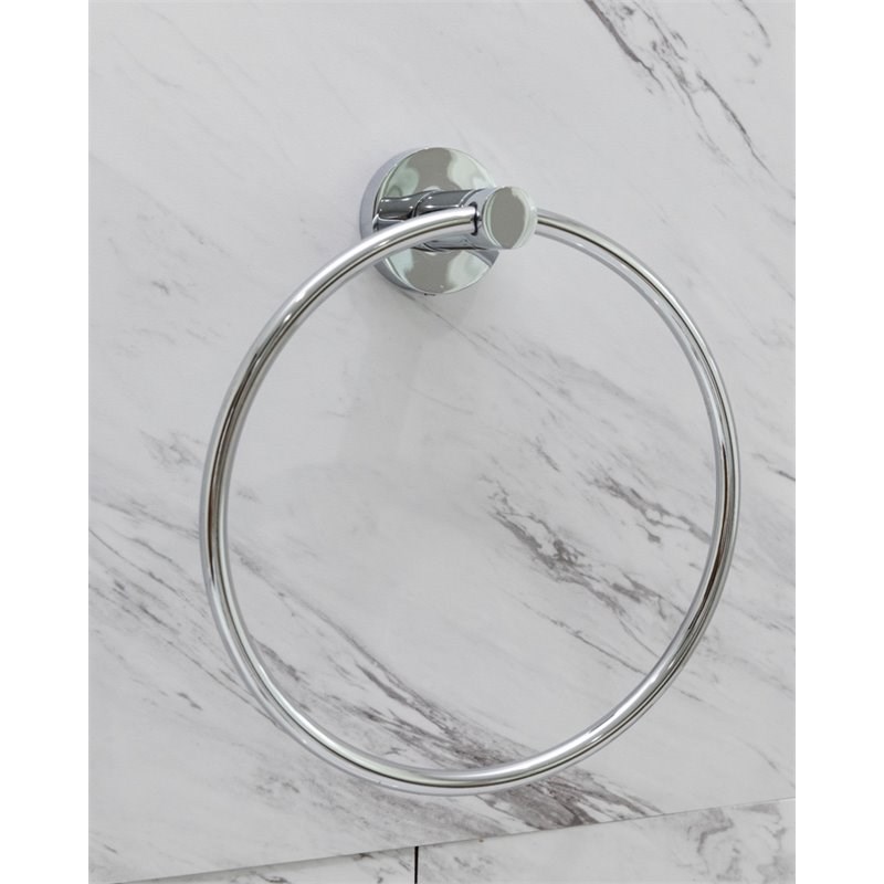 Tella Round Series Contemporary Stainless Steel Towel Ring in Polished Chrome