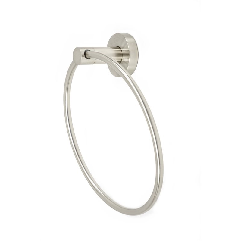 Tella Round Series Contemporary Stainless Steel Towel Ring in Brushed Nickel