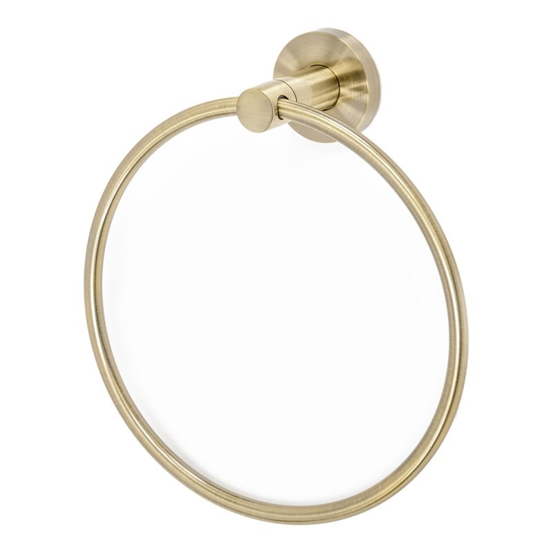 Tella Round Series Contemporary Stainless Steel Towel Ring in Brushed Gold
