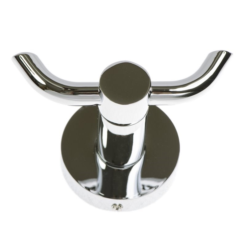Tella Round Series Contemporary Stainless Steel Double Robe Hook in Chrome