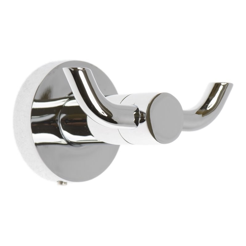 Tella Round Series Contemporary Stainless Steel Double Robe Hook in Chrome