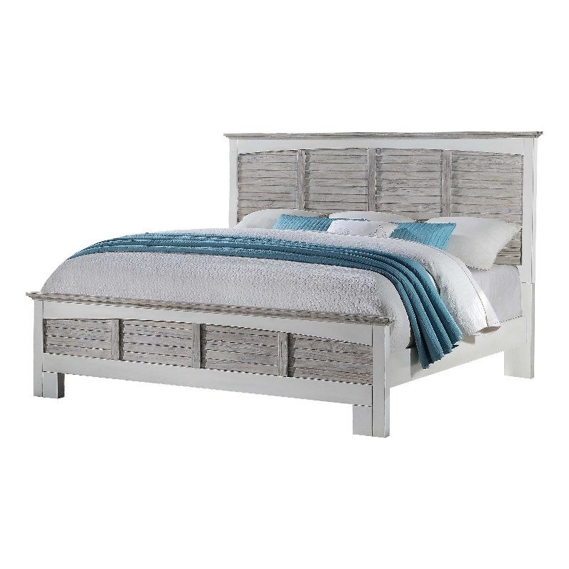 Sea Wind Florida Islamorada Coastal Wood King Bed in Gray/White