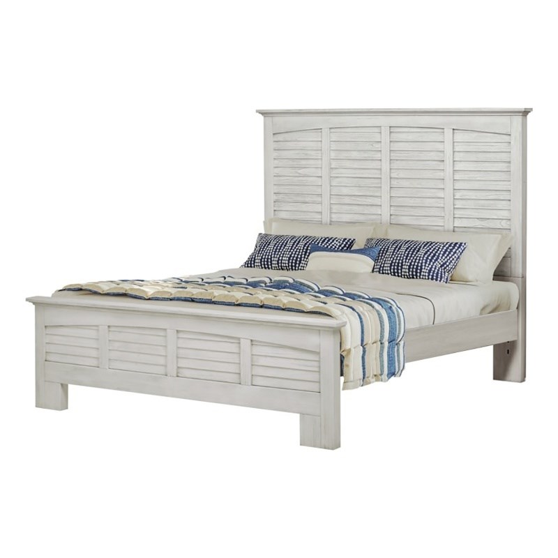 Sea Wind Florida Surfside Coastal Wood King Panel Bed in White