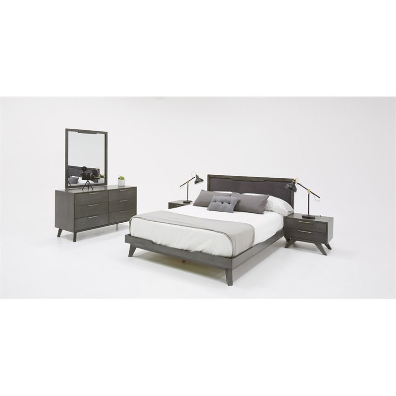 Limari Home Soria Modern Veneer Wood and Stainless Steel Bedroom Chest in Gray