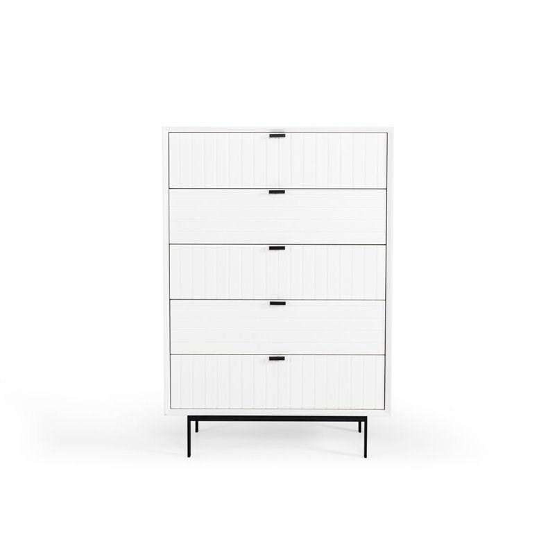 Limari Home Valencia Contemporary MDF Wood Bedroom Chest in White/Matte Black