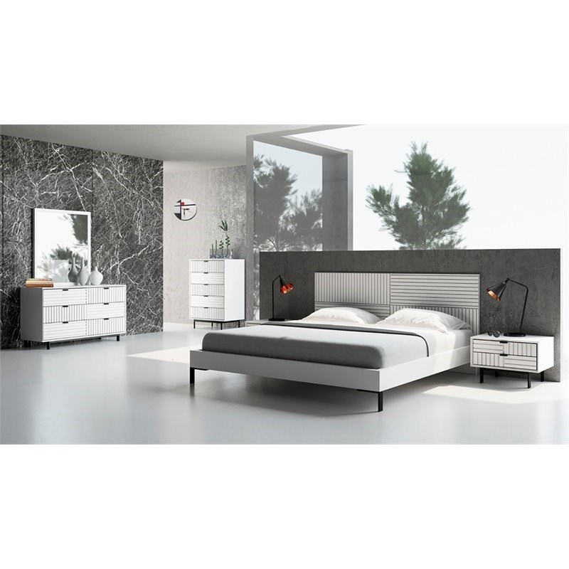 Limari Home Valencia Contemporary MDF Wood Bedroom Chest in White/Matte Black