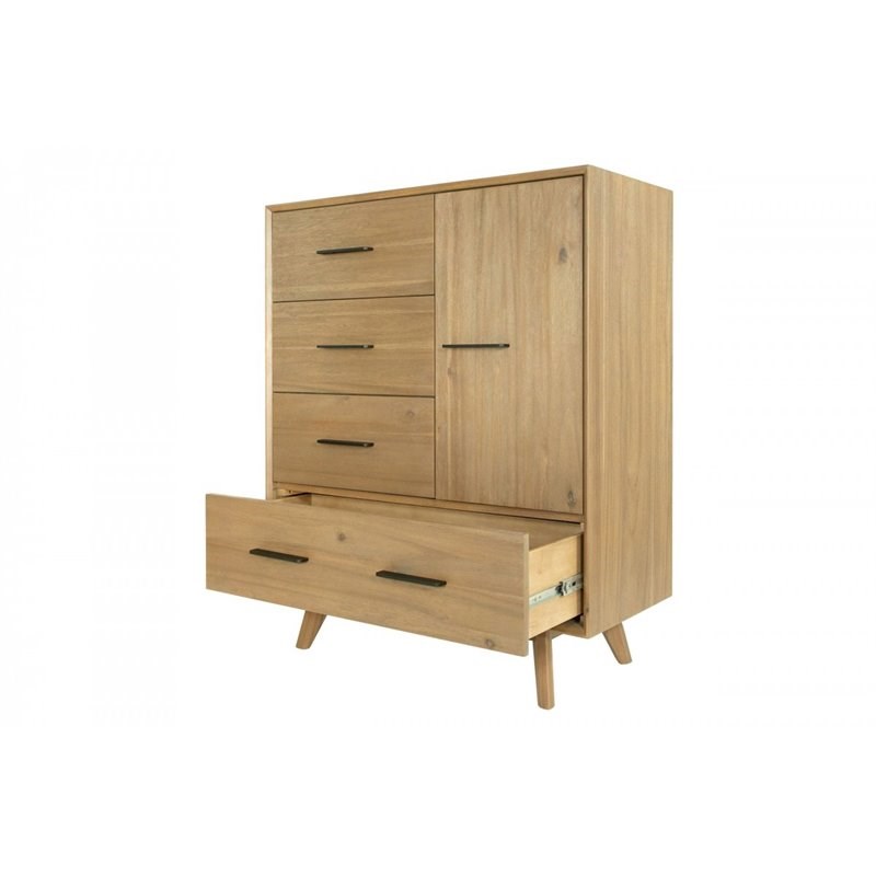 Limari Home Claire Contemporary Veneer Wood and Metal Chest in Walnut Natural