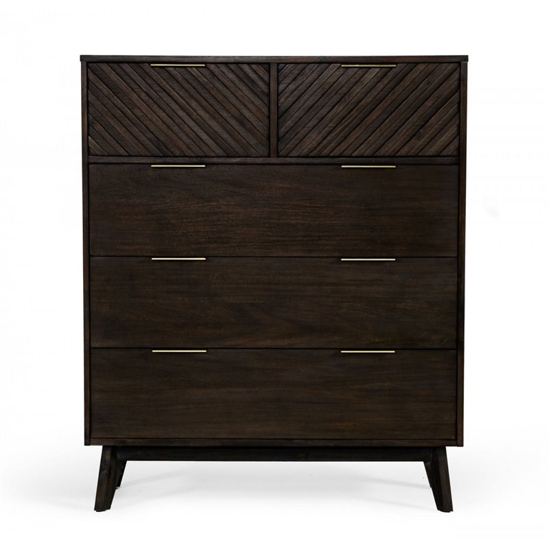 Limari Home Daisy Mid-Century Acacia Veneer and Solid Wood Chest in Dark Brown