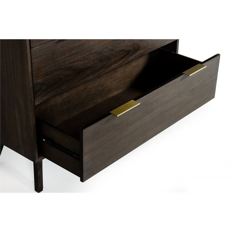 Limari Home Daisy Mid-Century Acacia Veneer and Solid Wood Chest in Dark Brown