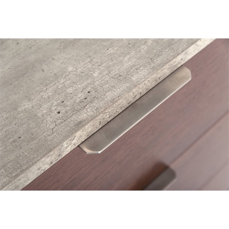 Limari Home Conner Veneer Wood and Stainless Steel Chest in Dark Walnut/Gray