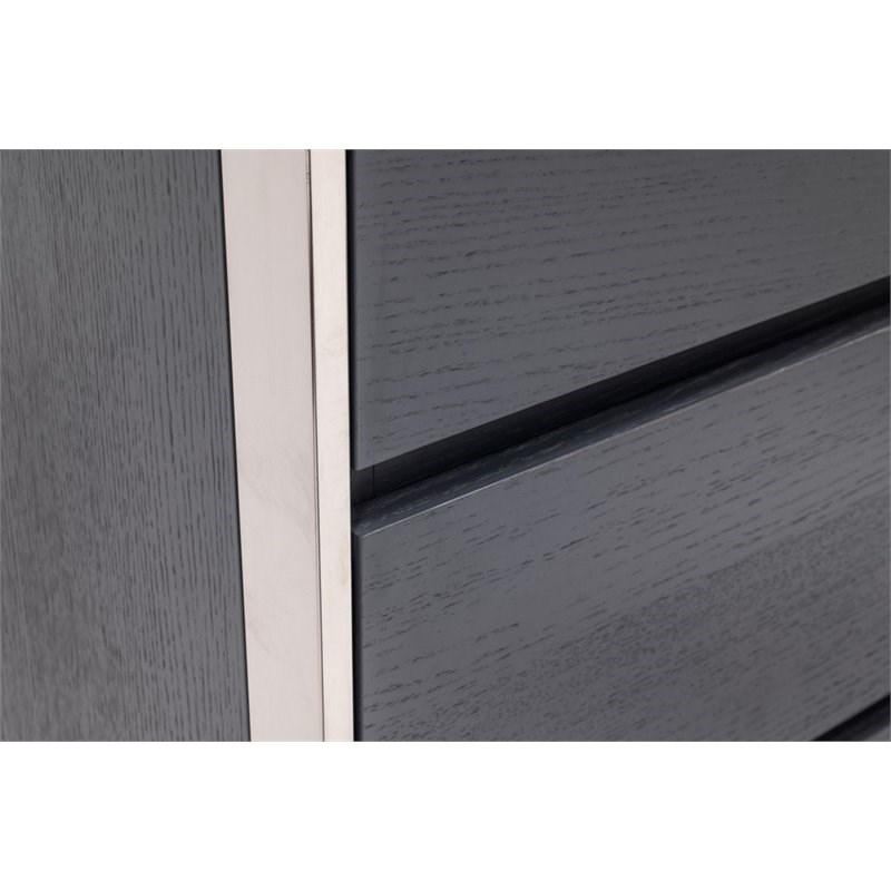 Limari Home Jolene Modern Veneer Wood and Stainless Steel Bedroom Chest in Gray