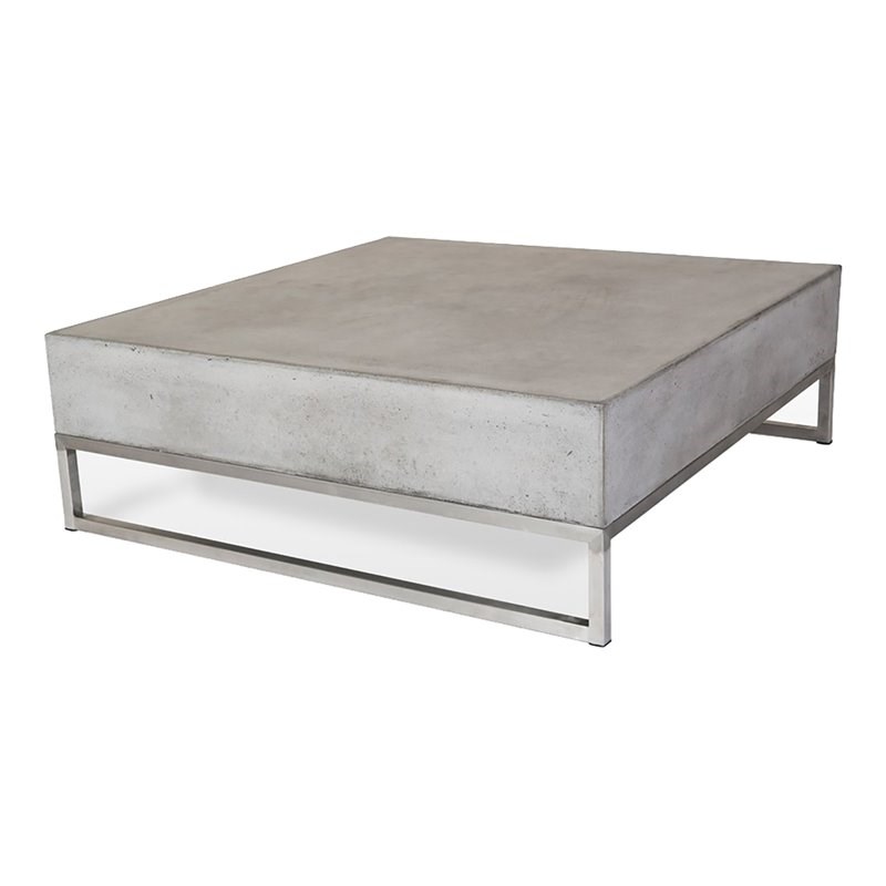 Limari Home Drake Square Modern Concrete/Stainless Steel Coffee Table