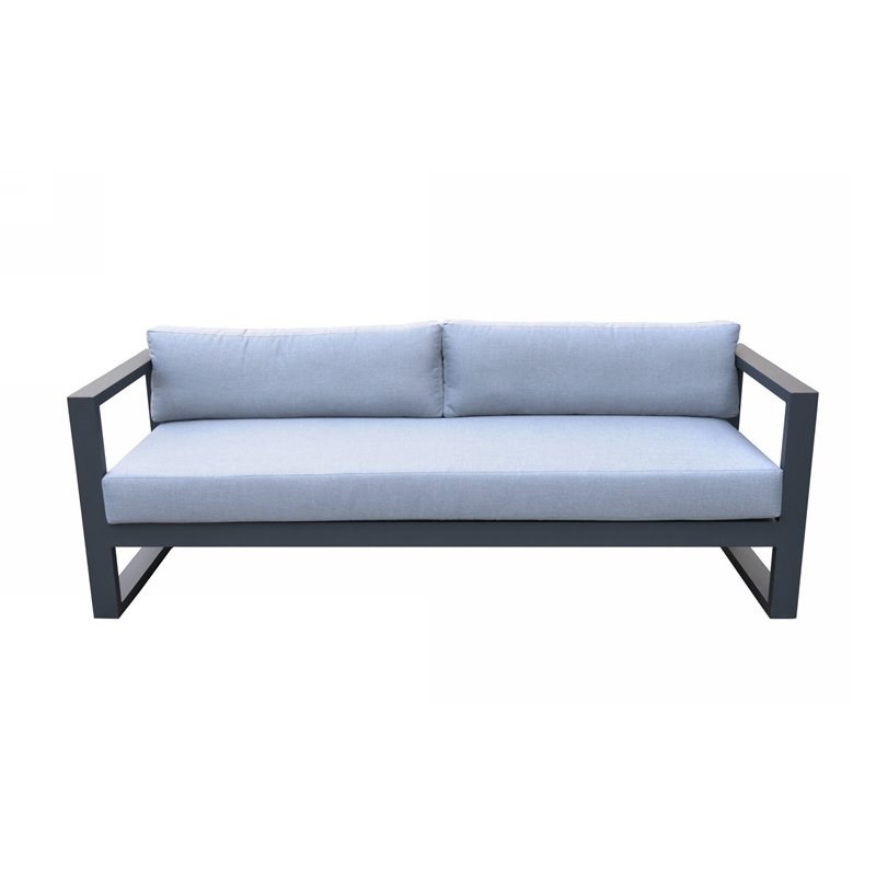 Limari Home Weber Modern Fabric & Aluminum Outdoor Sofa Set in Gray/Black