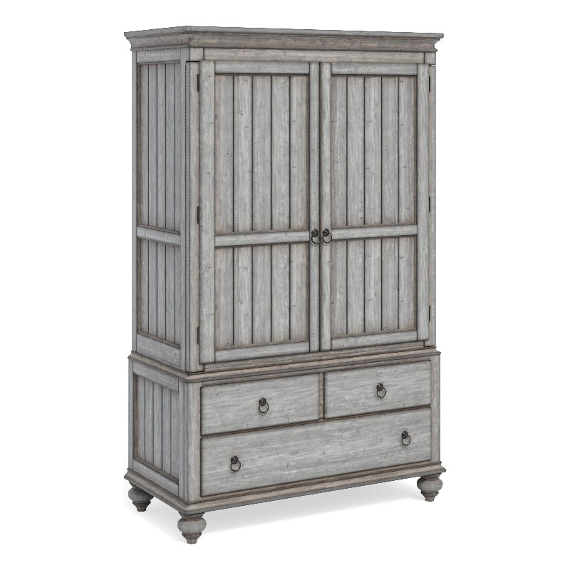 Plymouth Gray Armoire with Weathered Gray Finish