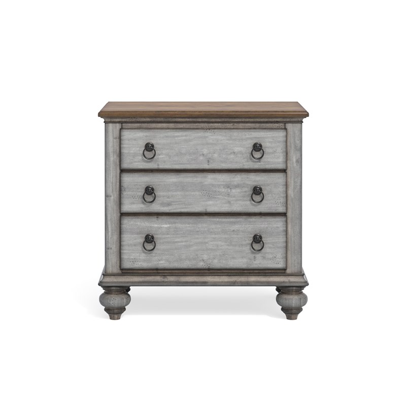 Plymouth Weathered Gray Nightstand with Three Drawers