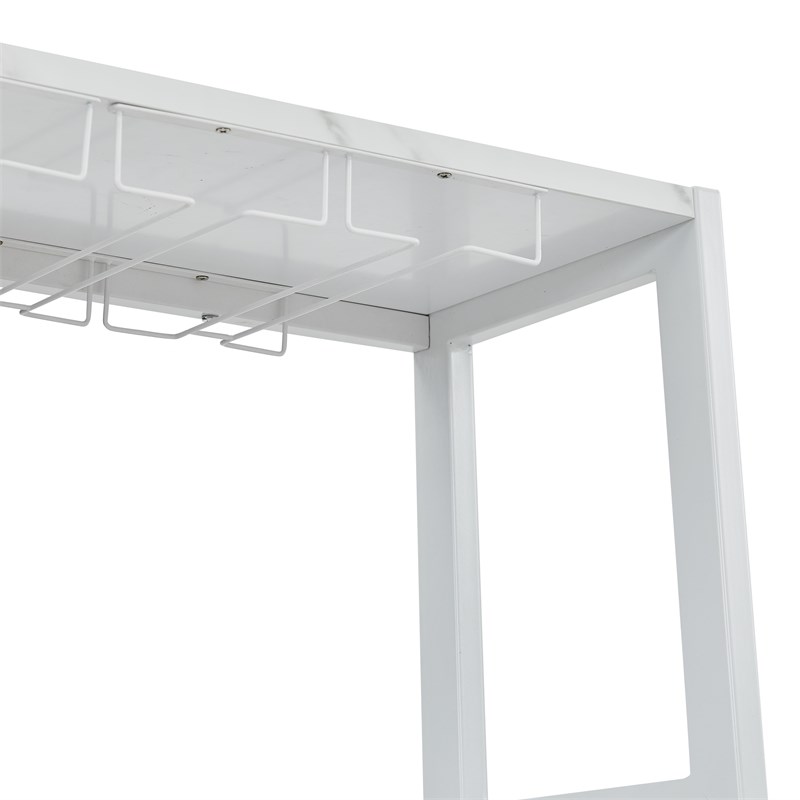 LIVILAND 32 in White Buffet Bar Wine Rack w/ Marbling Pattern