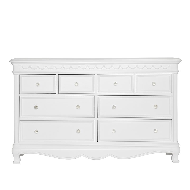 Baby Cache Adelina 8Drawer Traditional Wood Double Dresser in Pure