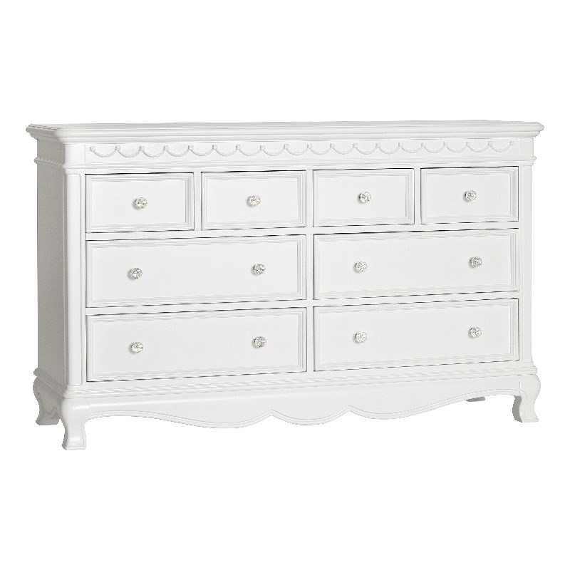 Baby Cache Adelina 8Drawer Traditional Wood Double Dresser in Pure