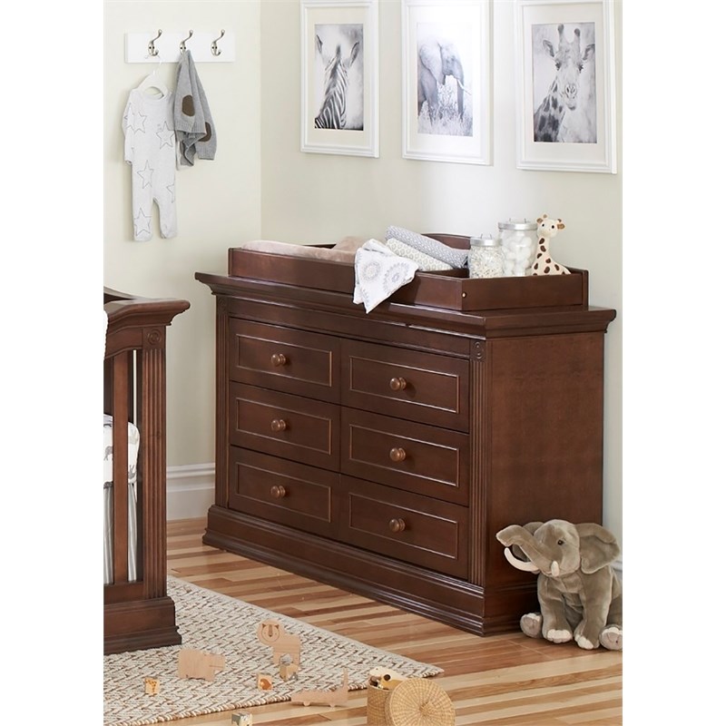 Baby Cache Montana 6Drawer Traditional Wood Dresser in Brown Sugar
