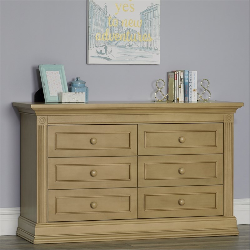 Baby Cache Montana 6Drawer Traditional Wood Dresser in Driftwood