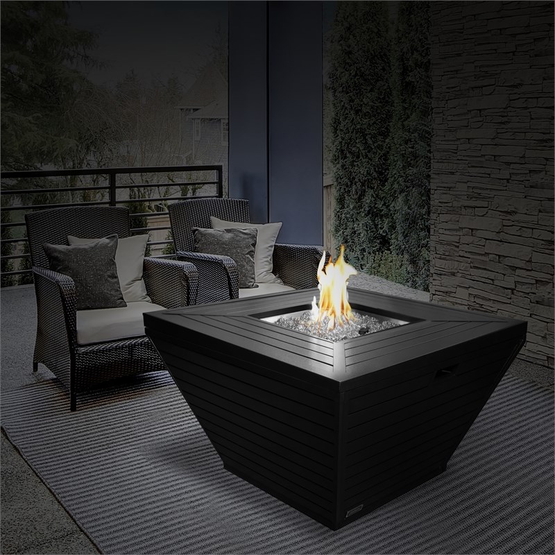 Sunbeam Contemporary Style Aluminum Fire Table in Matte Black Finish ...