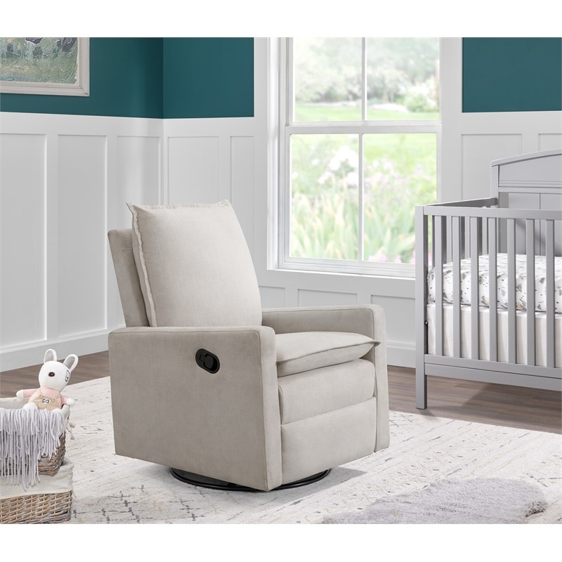 Oxford Baby Uptown Wood and Fabric Swivel Glider & Recliner in Sand ...