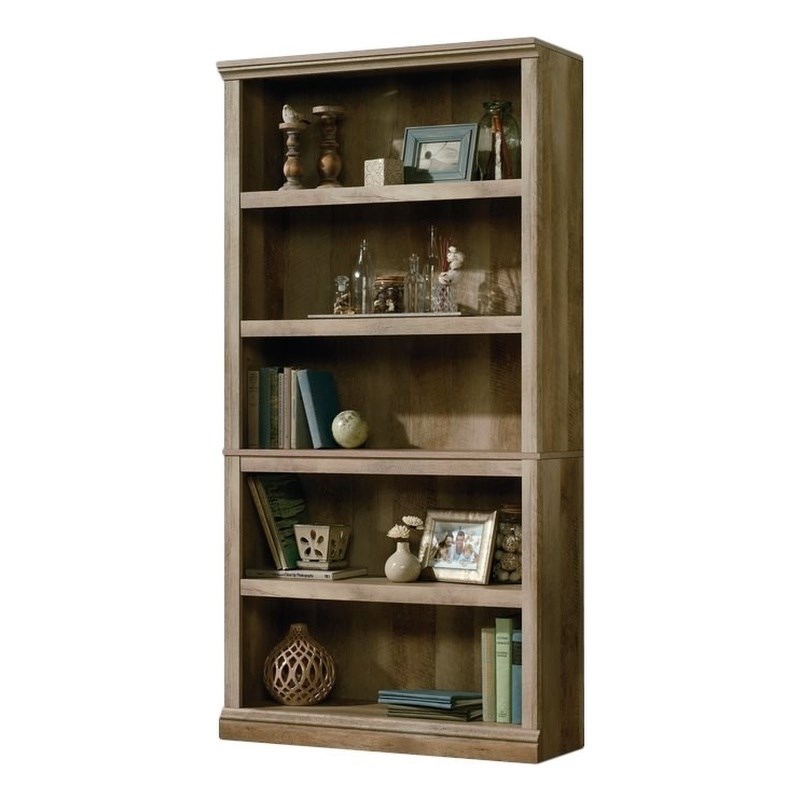 Sauder Select 5 Shelf Bookcase In, Abigail Standard Bookcase White Plank
