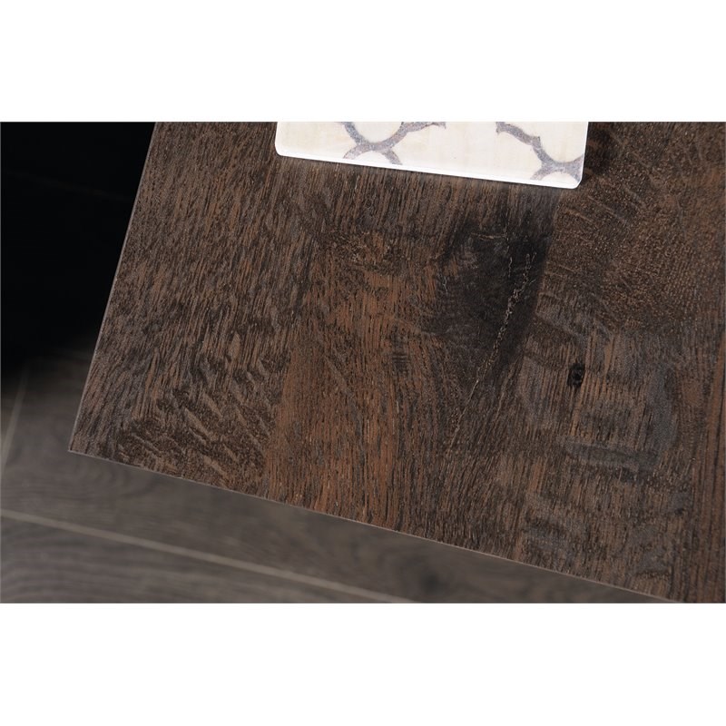 Sauder Carson Forge Engineered Wood End Table in Coffee Oak