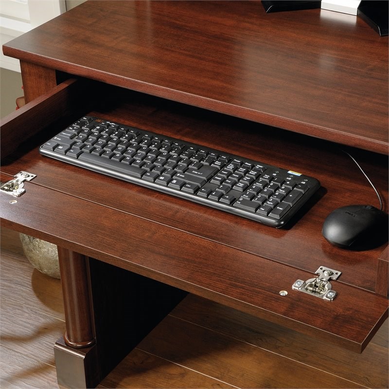 sauder palladia contemporary wood computer desk with hutch in cherry ...