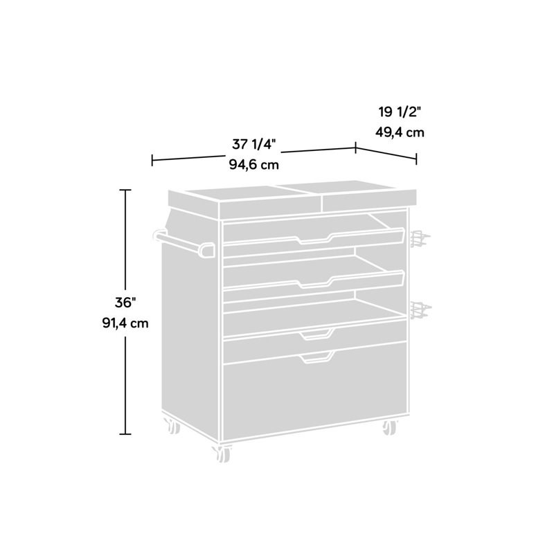 sauder select craft cart in soft white 417047