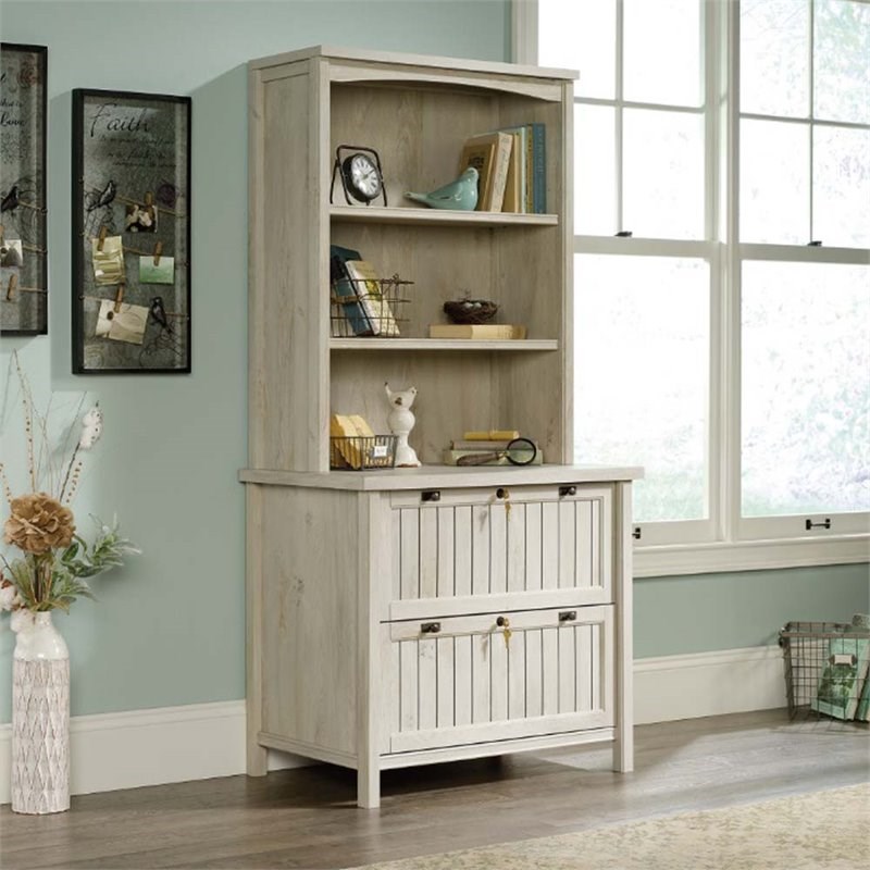 Sauder Costa 3 Shelf File Bookcase in Chalked Chestnut Homesquare