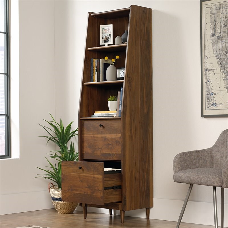 Sauder Harvey Park 3 Shelf Narrow Bookcase in Grand Walnut Homesquare