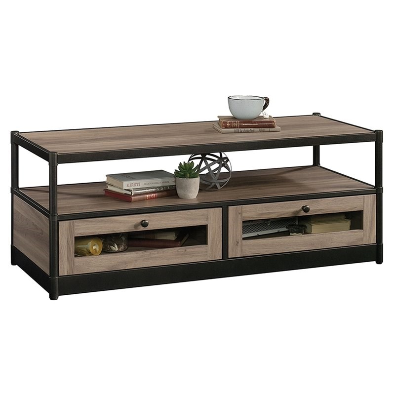 Sauder Barrister Lane 2 Drawer Storage Coffee Table in Salt Oak