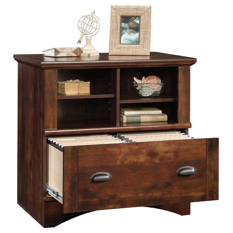 Sauder Harbor View 1 Drawer Lateral File Cabinet in Curado Cherry