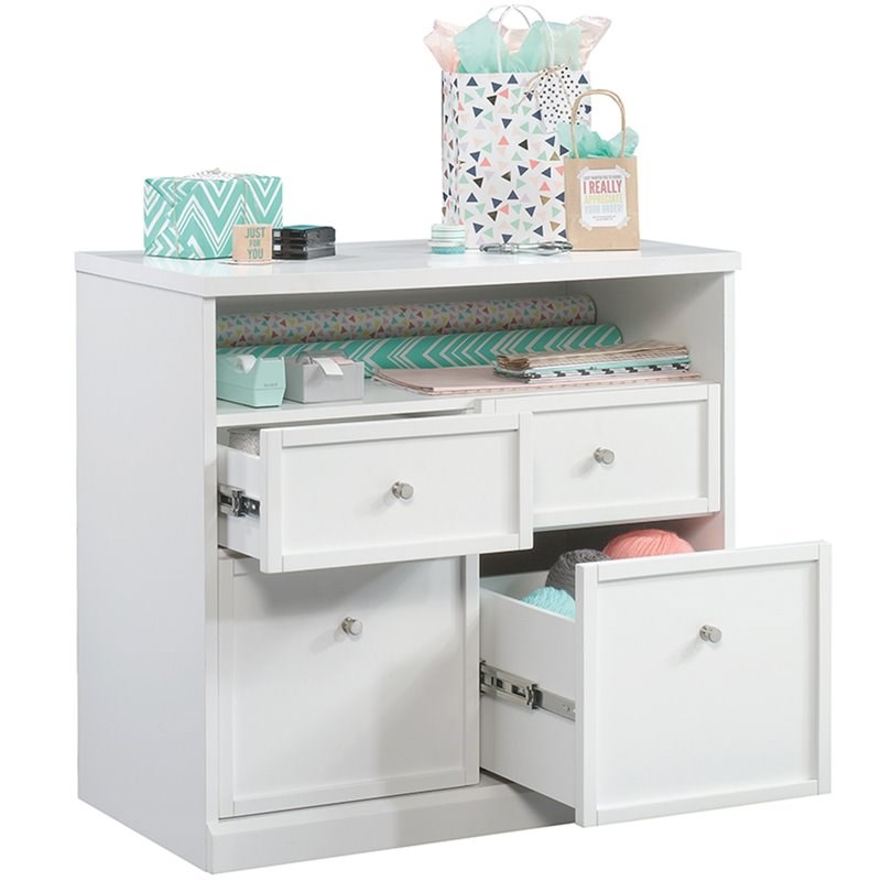 Sauder Craft Pro 4 Drawer Storage in White Homesquare