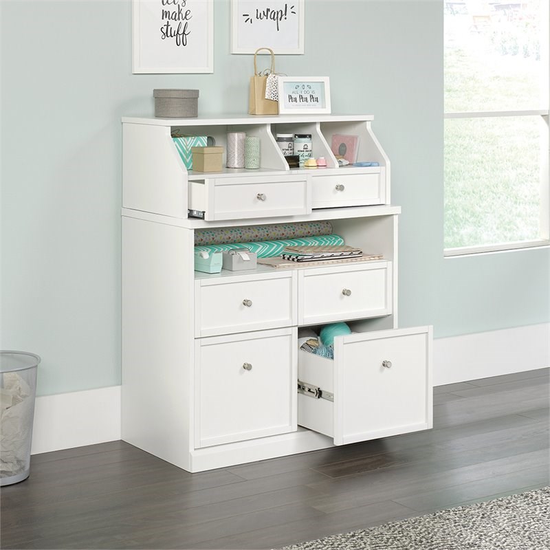 Sauder Craft Pro 4 Drawer Storage in White Homesquare