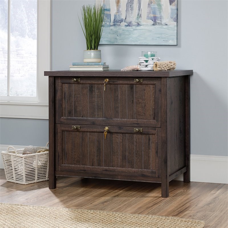 Sauder Costa Engineered Wood 2-Drawer Lateral File Cabinet in Coffee Oak